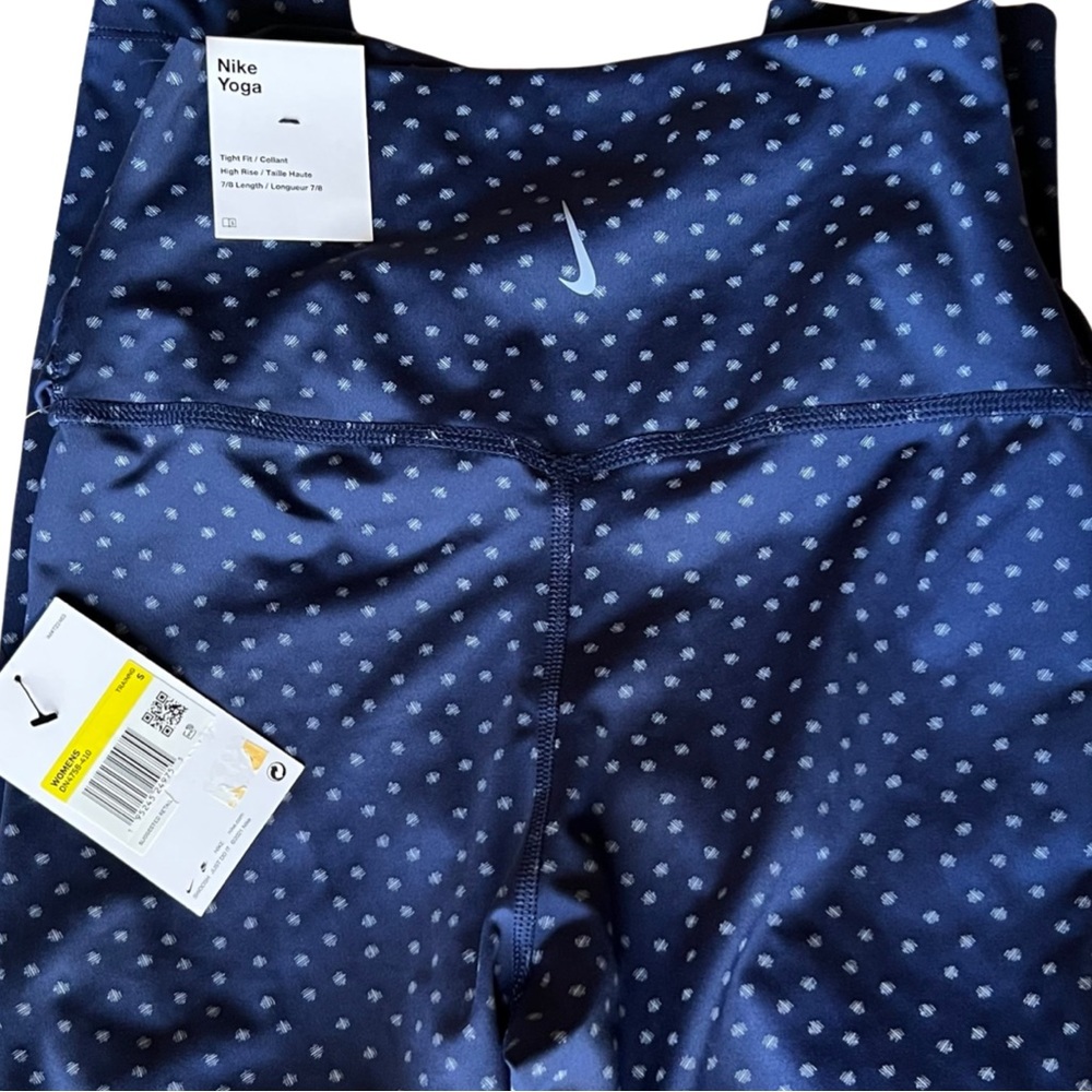Nike Womens Yoga Twist-Waist High-Rise 7/8 Length Leggings, blue polkadot, sz Sm